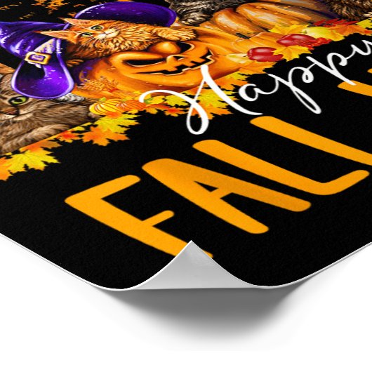 Happy Herfst Y'all Cats Lover Herfst Pompoen Maple Poster (Hoek)