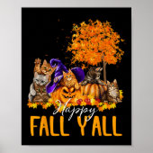 Happy Herfst Y'all Cats Lover Herfst Pompoen Maple Poster (Voorkant)