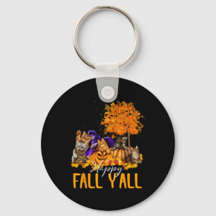 Happy Herfst Y'all Cats Lover Herfst Pompoen Maple Sleutelhanger