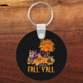 Happy Herfst Y'all Cats Lover Herfst Pompoen Maple Sleutelhanger (Voorkant)