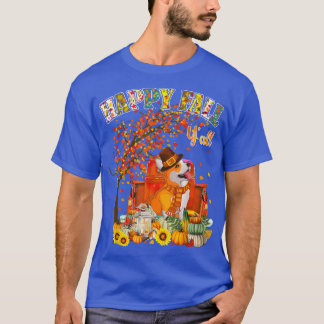 Happy Herfst Yall Corgi Dog on Truck Pumpkin Leaf  T-shirt
