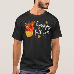 Happy Herfst Y'all Cute Pumpkin Leaves Autumn Herf T-shirt