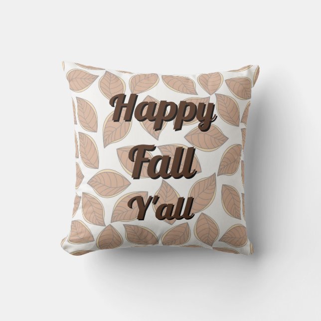 Happy Herfst Y'all - Decoratieve herfstbladeren Kussen (Voorkant)
