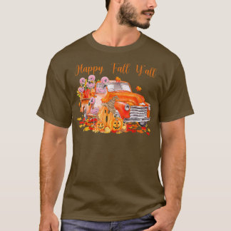 Happy Herfst Y'all Flamingo Pumpkin Truck Autumn T T-shirt