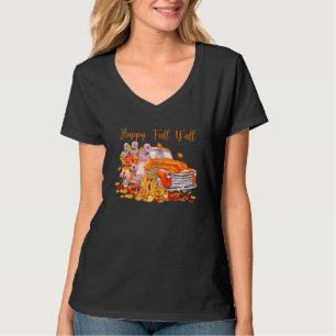Happy Herfst Y'all Flamingo Truck Pumpkin Autumn T T-shirt