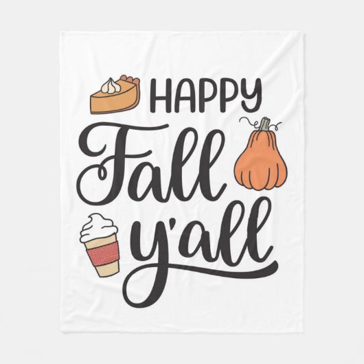 Happy Herfst Y'all Fleece Deken (Voorkant)