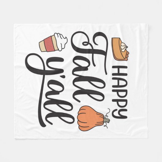 Happy Herfst Y'all Fleece Deken (Voorkant (Horizontaal))