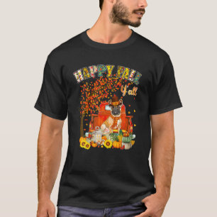 Happy Herfst Y'all French Bulldog on Truck Pumpkin T-shirt