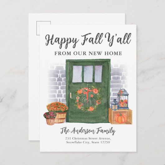 Happy Herfst Y'All Front Dumpkin Holiday Moving Aankondigingskaart (Voorkant / Achterkant)