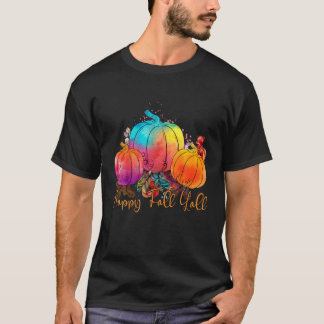 Happy Herfst Y'all Funny Pumpkin Waterverf T-shirt