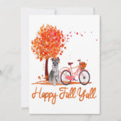 Happy Herfst Yall Funny Schnauzer Dog najaar fiets Feestdagenkaart (Voorkant)