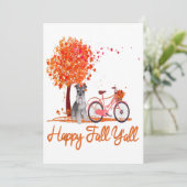 Happy Herfst Yall Funny Schnauzer Dog najaar fiets Feestdagenkaart (Staand voorkant)