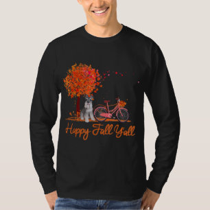 Happy Herfst Yall Funny Schnauzer Dog najaar fiets T-shirt