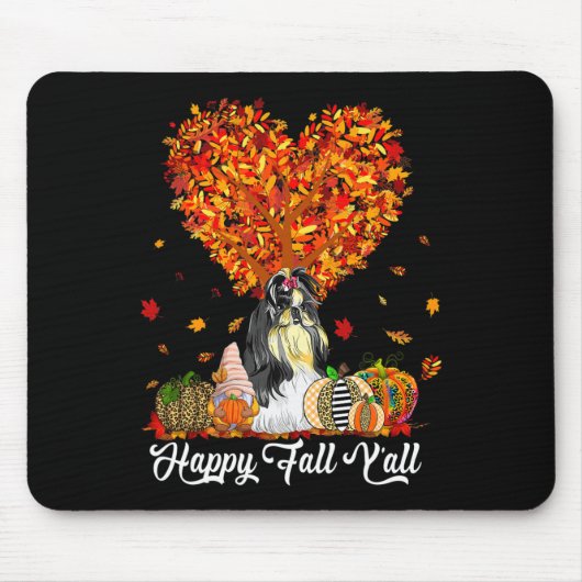 Happy Herfst Y'all Funny Shih Tzu Autumn Pumpkins Muismat (Voorkant)