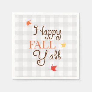 Happy Herfst Y'all Gingham Pattern Wreath Servet
