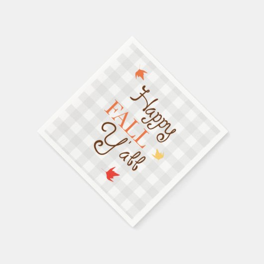 Happy Herfst Y'all Gingham Pattern Wreath Servet (Hoek)