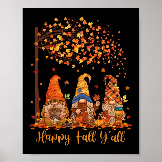 Happy Herfst Y'all Gnome Autumn Gnomes Pumpkin Spi Poster (Voorkant)