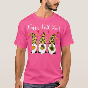 Happy Herfst Y'all Gnome Leopard Pumpkin Funny Aut T-shirt