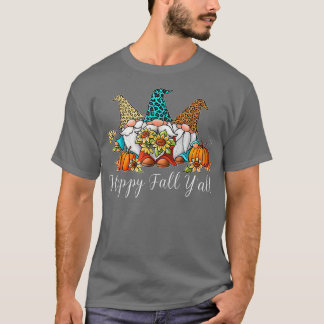 Happy Herfst Yall Gnome Leopard Pumpkin Funny Autu T-shirt