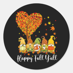 Happy Herfst Y'all Gnome Leopard Pumpkin Funny Ronde Sticker