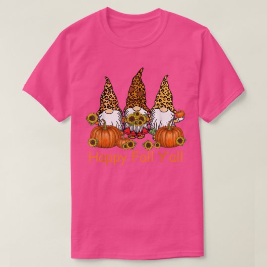 Happy Herfst Y'all Gnome Leopard Pumpkin herfst da T-shirt (Design voorkant)