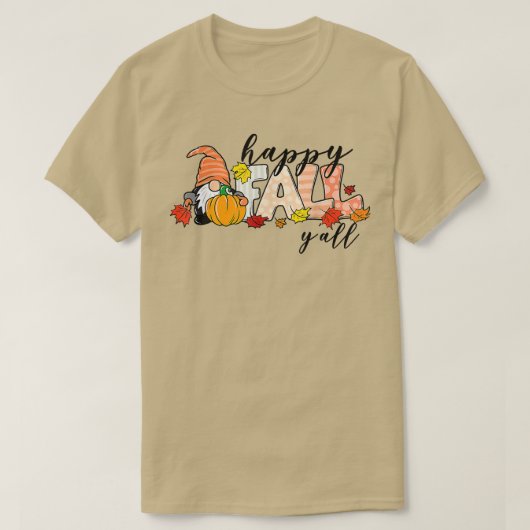 Happy Herfst Y'all Gnome Lover Pumpkin Autumn Mapl T-shirt (Design voorkant)