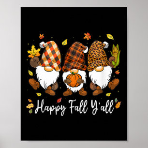 Happy Herfst Y'all Gnome Pumpkin Autumn Bedankt Poster