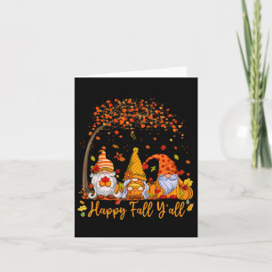 Happy Herfst Y'all Gnome Pumpkin Autumn Leaves Kaart