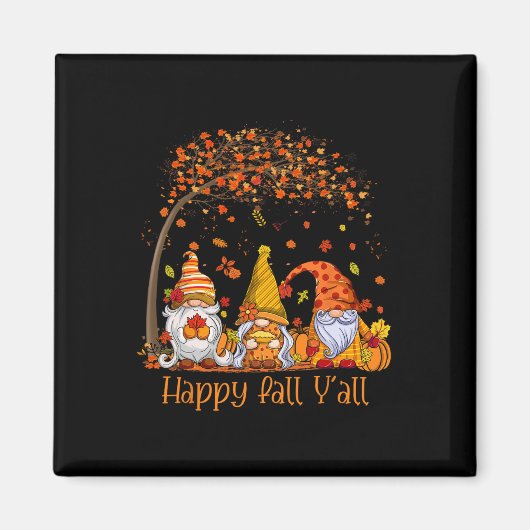 Happy Herfst Y'all Gnome Pumpkin Autumn Leaves Magneet (Voorkant)