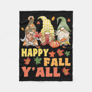 Happy Herfst Y'all Gnome Pumpkin Funny Autumn Gnom Fleece Deken