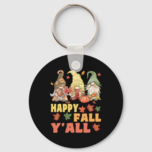 Happy Herfst Y'all Gnome Pumpkin Funny Autumn Gnom Sleutelhanger (Voorkant)