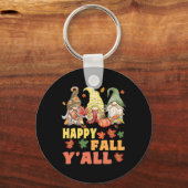 Happy Herfst Y'all Gnome Pumpkin Funny Autumn Gnom Sleutelhanger (Voorkant)