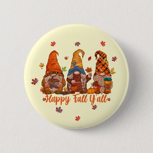 Happy Herfst Y'All - Gnomen die samen rondhangen Ronde Button 5,7 Cm (Voorkant)