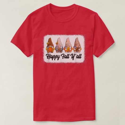 Happy Herfst Yall Gnomes Leopard pumpkin herfst T-shirt (Design voorkant)