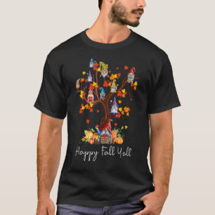 Happy Herfst Y'all Gnomes Pumpkin Autumn Tree Beda T-shirt