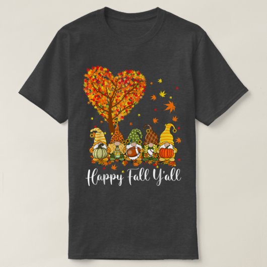 Happy Herfst Yall Gnomes Pumpkin Autumn Vibes Beda T-shirt (Design voorkant)