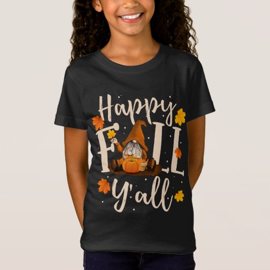 Happy Herfst Y'all Gnomes Pumpkin Autumn Vibes Dan T-shirt (Voorkant)