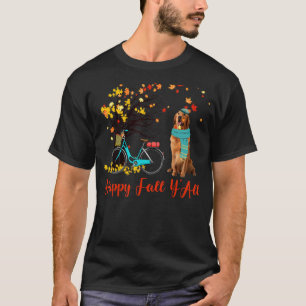 Happy Herfst Y'All Golden Retriever Dog Autumn Bic T-shirt