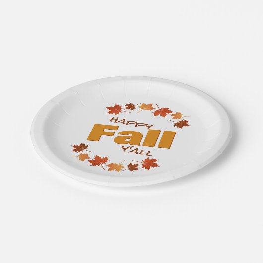 Happy herfst Y'All Groet Herfstesdoorn Bladeren Papieren Bordje (Gekanteld)