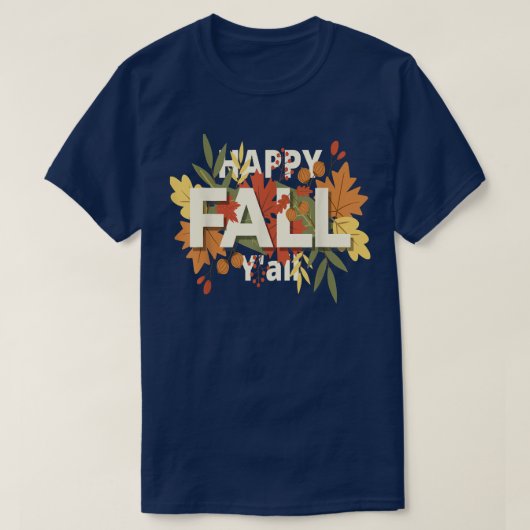 Happy Herfst Yall Halloween Letter T-shirt Autumn (Design voorkant)