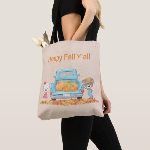 Happy Herfst Y'all herfst Beer pompoenen in Truck Tote Bag