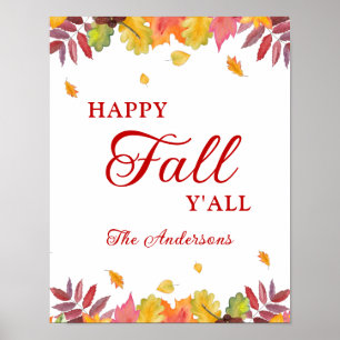 Happy Herfst Y'all herfst Falling Leaves Poster