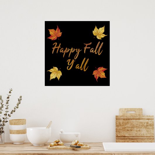 Happy Herfst Y'all herfst Maple Leaf Poster (Keuken)
