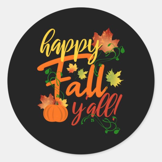 Happy Herfst Y'All Herfst Oogst Pompoen Vallen Bla Ronde Sticker (Voorkant)