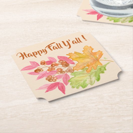 Happy Herfst Y'all ! herfstbladeren Kartonnen Onderzetters (Gekanteld)