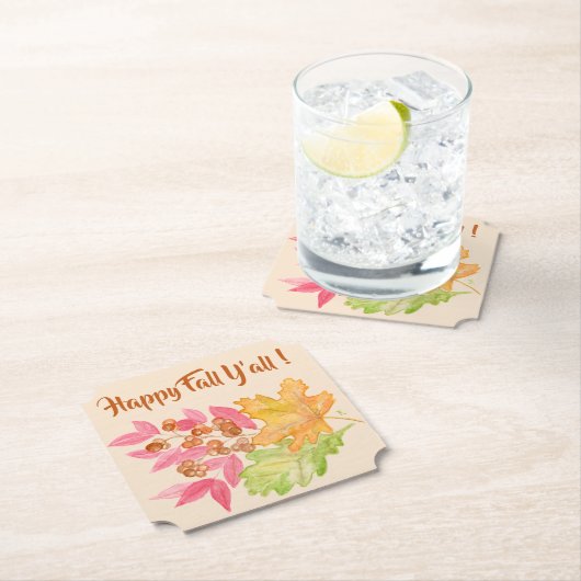 Happy Herfst Y'all ! herfstbladeren Kartonnen Onderzetters (Insitu)