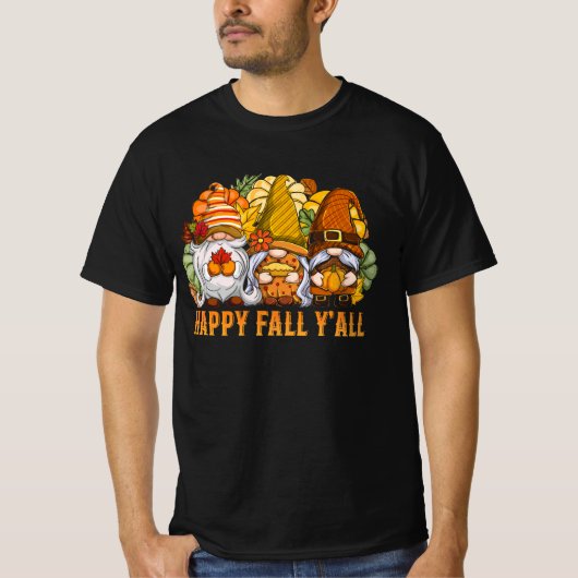 Happy Herfst Y'all herfstkabouters pompoen kruiden T-shirt (Voorkant)