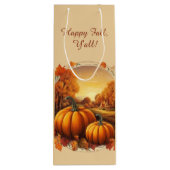 Happy Herfst Y'all Herfstpompoenen Rustiek Landsch Wijn Cadeautas (Achterkant)