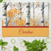 Happy Herfst Y'ALL - Kleurrijk Berkenboombladeren Theedoek (Gevouwen)