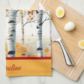 Happy Herfst Y'ALL - Kleurrijk Berkenboombladeren Theedoek (Quarter Fold)